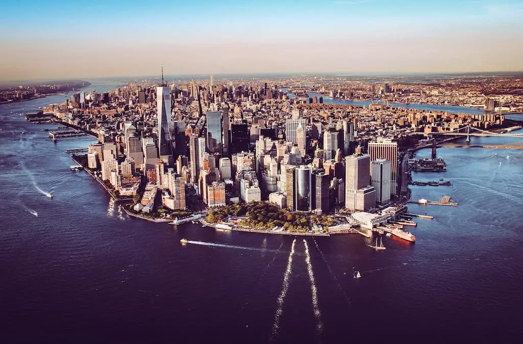 Vista aérea de Manhattan, Nova York, EUA.