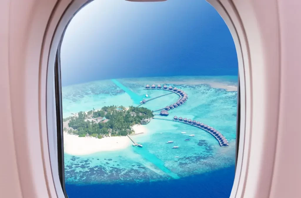 onde fica ilhas maldivas vista de um atol desde um avião
