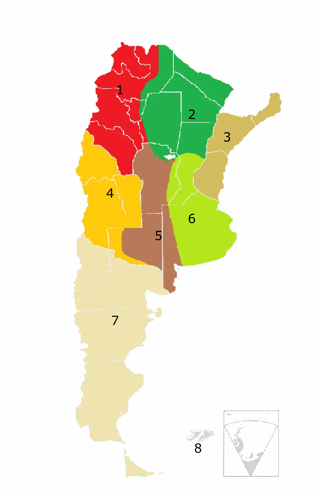 Oito regiões climáticas na Argentina