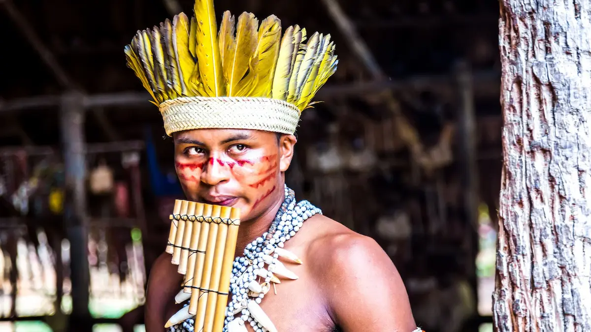 Índio do Amazonas em um ritual, Brasil, América do Sul.