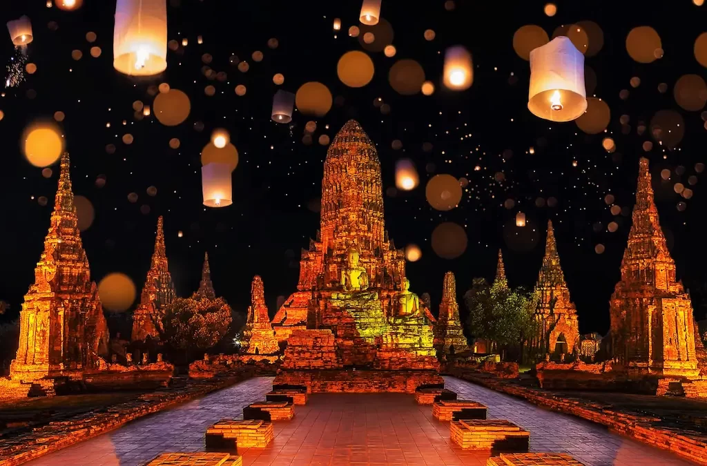 viagem para a tailandia festival Loy Krathong na cidade historica ayutthaya