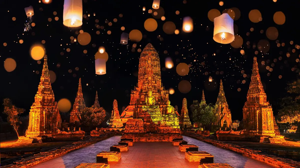 viagem para a tailandia festival Loy Krathong na cidade historica ayutthaya